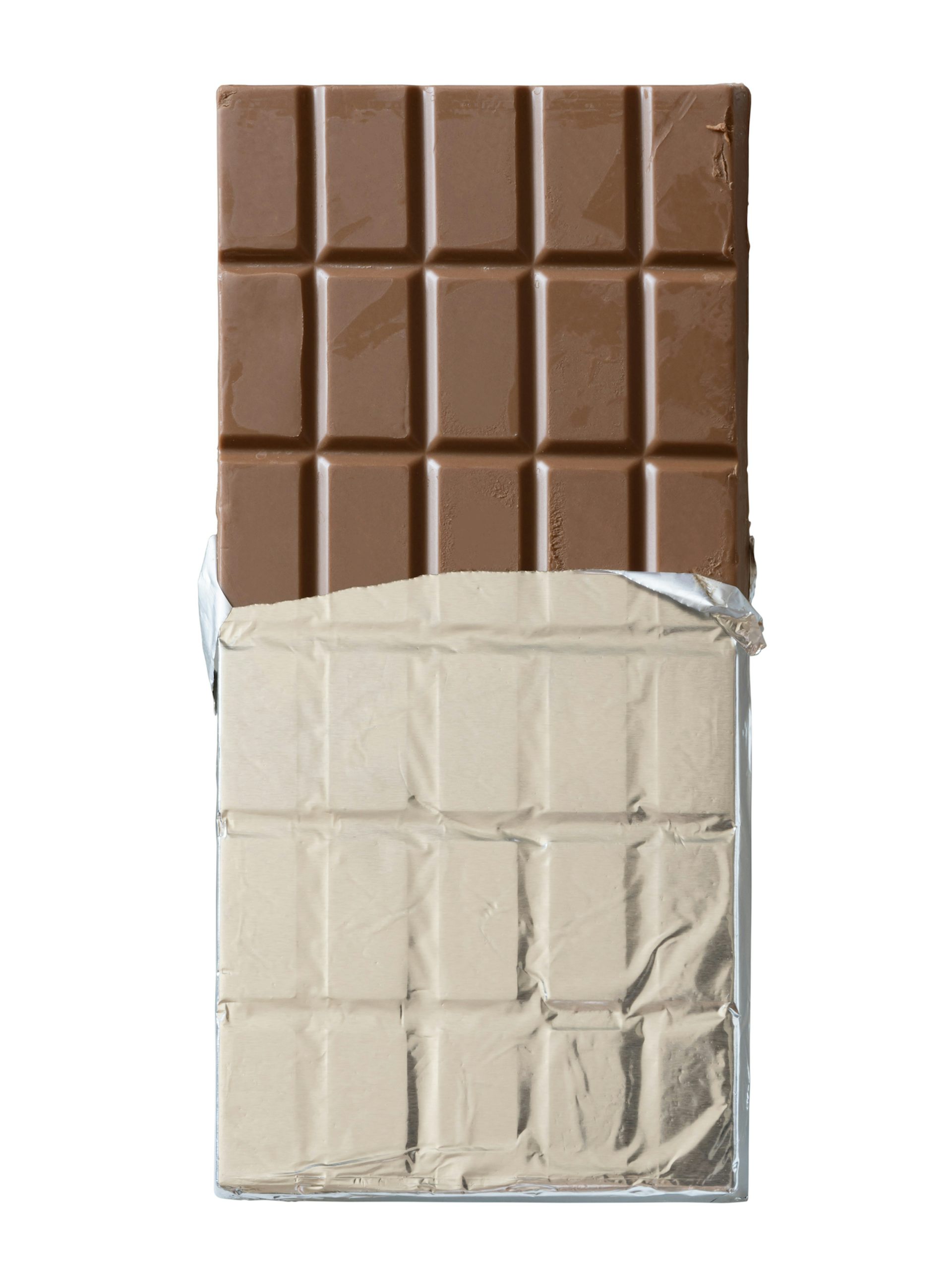 Partially unwrapped chocolate bar